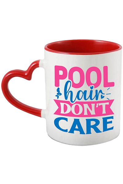 StoryGift Romania Mug for those who go to the pool with the message "Pool hair don't care" - no, With,STG