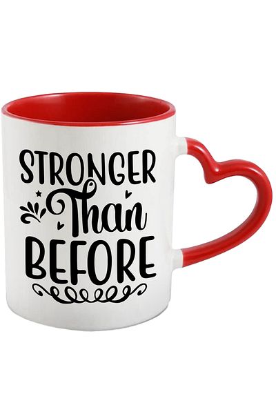 StoryGift Romania Mug with hearts and the text "Stronger than before" - stronger than before, With,STG