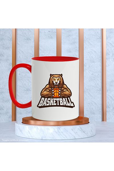 StoryGift Romania Basketball Mug, Emblem, Ball, Lion, Claws, Team, Multicolor 330 ml, Wax, With ,STG