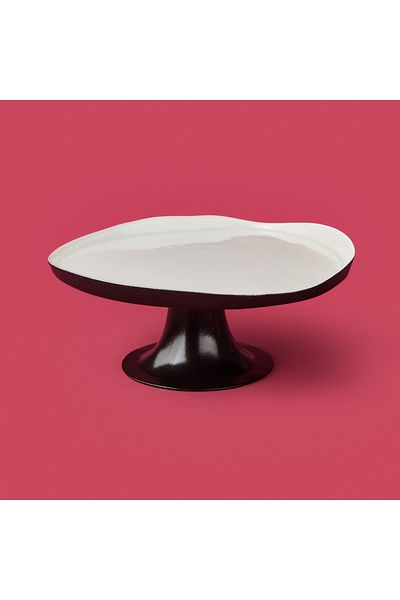 Evidea Kitchen Jota Footed Plate - White / Black - 21 cm
