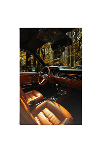 StoryGift Romania Tablou Canvas: Interior Masina Vintige Piele Portocalie In ...