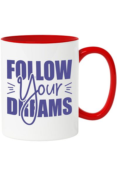 StoryGift Romania Mug with the text "Follow your dreams" - follow your dreams objectively with Red Handle, With ,STG