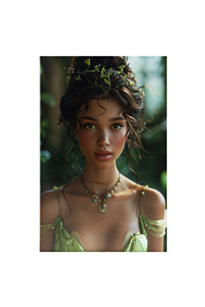 StoryGift Romania Tablou Canvas: Prințesă În Pădure Tiară Din Frunze Și Colie...