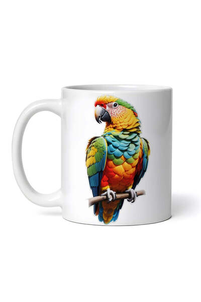 OEM Εξατομικευμένη λευκή κούπα, Ο προσεκτικός παπαγάλος, INOVATIX®. 330ml