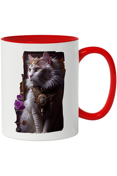 StoryGift Romania Cat Mug, Fantasy, Steampunk, Royal, SF, Flowers, Multicolor 330 ml, Ceramic, With ,STG