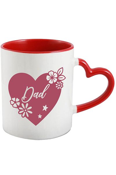 StoryGift Romania Mug with Pink Heart, Flowers, Stars, Text in English Dad, Father, Parents,, Ceramic, With ,STG