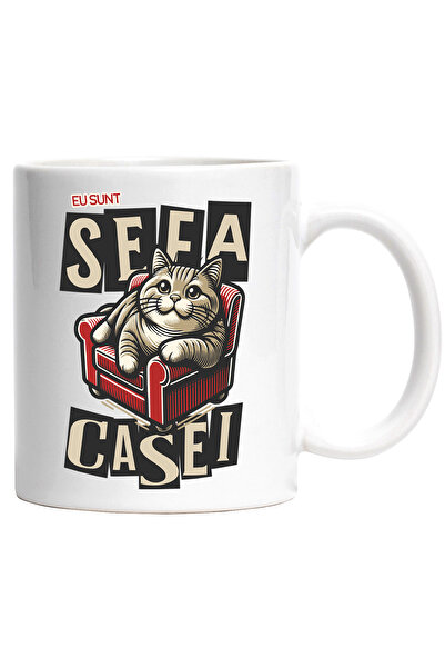 StoryGift Romania Cana Pisica Pe Fotoliu Text Haios Eu Sunt Sefa Casei Animal...