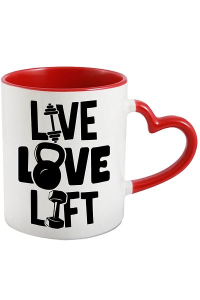 StoryGift Romania Mug with the text "Live, love, lift" - live love lift weights gym, With,STG