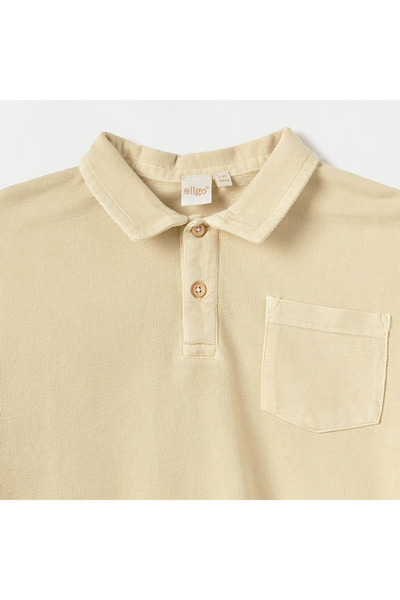 ELIGO Textured Polo T-Shirt With Short Sleeves And Front Pocket