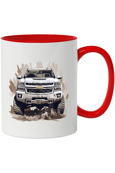 StoryGift Romania Mug With Chevrolet Silverado, Car, Mud, Offroad, Multicolor 330 ml, Ceramic, With ,STG