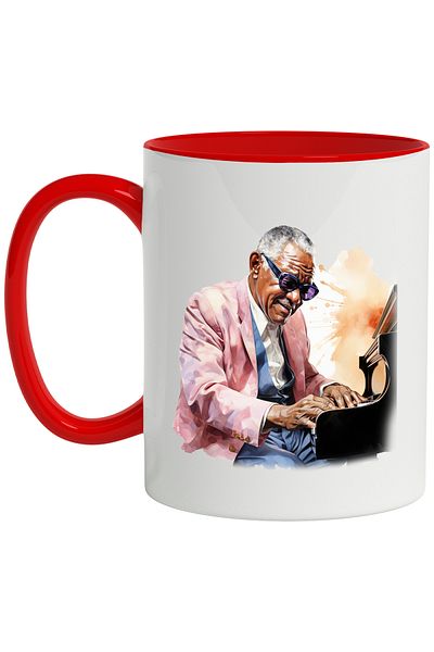 StoryGift Romania Mug With Ray Charles, Musician, Pianist, Arist, Singer, Multicolor 330 ml, Wax, With ,STG