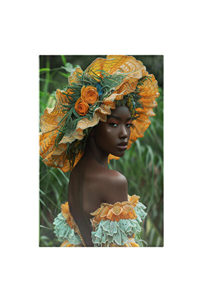 StoryGift Romania Tablou Canvas Femeie Din Africa Cu Palarie Extravaganta Si ...