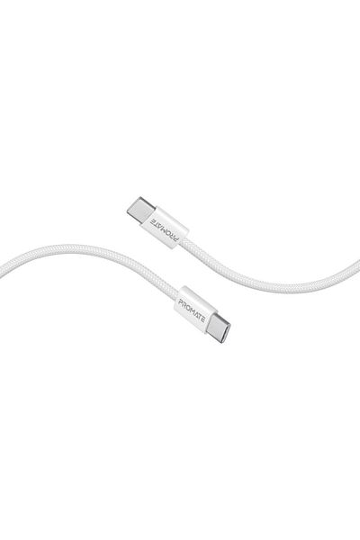 Promate EcoLine-CC120 Ultra-Fast 60W Power Delivery USB-C Cable - 1.2 m - White