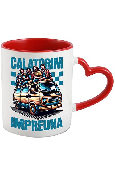 StoryGift Romania Mug we travel together group of friends adventure, 330ml, Ceramic with Heart Handle, With, STG