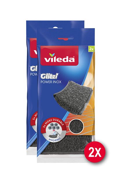 Vileda Power Inox Steel Dish Sponge - 2 Pack of 2