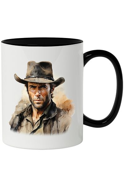 StoryGift Romania Clint Eastwood Mug, Actor, Movie Star, Movies, Multicolor 330 ml, Ceramic, With,STG