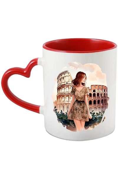 StoryGift Romania Mug with a face in front of the Colosseum in Rome, travel, illustration, photographer, With ,STG