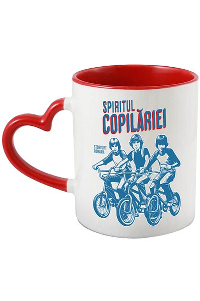 StoryGift Romania Mug the spirit of childhood bike sport adventure friends, 330ml, Ceramic with M, With, STG
