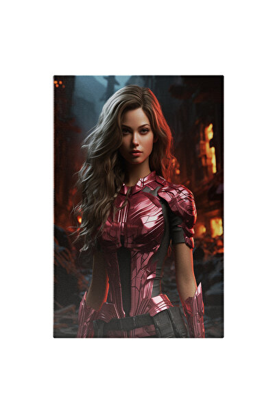 StoryGift Romania Tablou Canvas: Portret Femeie Eroina In Costum Roz Si Argintiu Intre Ruine Pictura Digitala