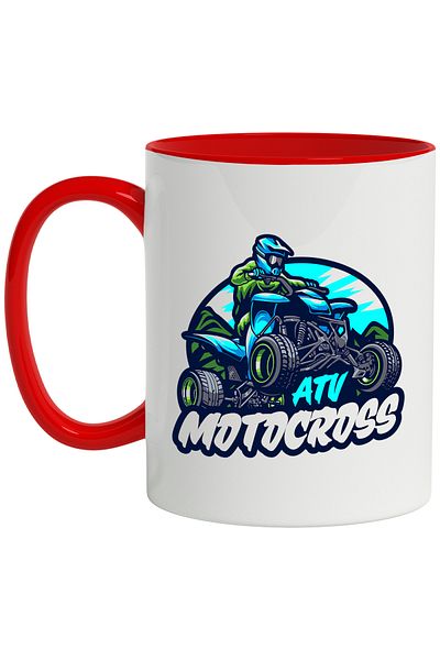 StoryGift Romania Mug With Message ATV Motocross, Helmet, Mountain, Sky, Sport, Multicolor 330 ml, Ceramics, With ,STG