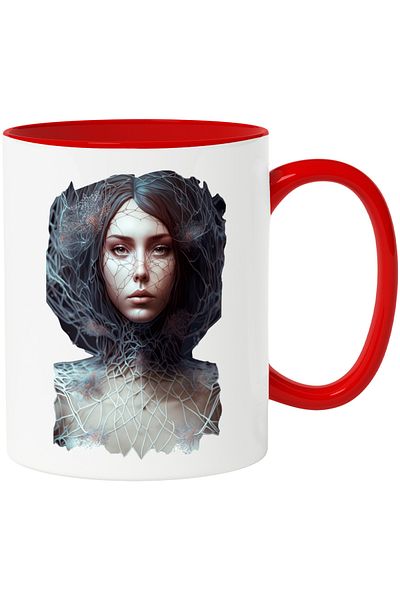 StoryGift Romania Mug with Face Design on the Front, Artistic, Aesthetic, New, Ceramic, 330ml, with Handle, With, STG