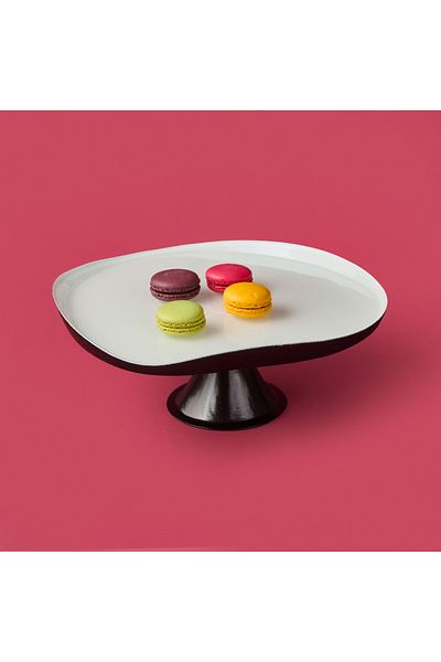 Evidea Kitchen Jota Footed Plate - White / Black - 32 cm