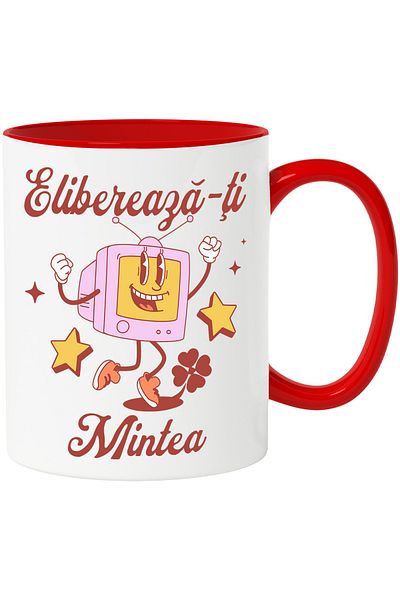 StoryGift Romania Happy TV Mug Text Free Your Mind Chill, 330ml, Ceramic with Handle, With,STG