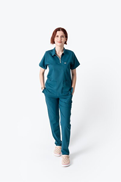 DENİZ MEDİKAL GİYİM Anemoss Series Petrol Green Lycra Viscon Suit
