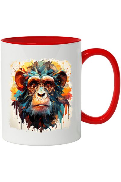 StoryGift Romania Monkey Mug, Mosaic, Geometric, Paint Drops, Multicolor 330 ml, Ceram, With ,STG