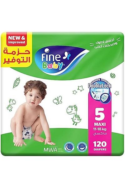 Fine Baby , Size 5, Maxi 11–18 kg, 120 Diapers
