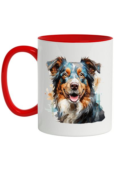 StoryGift Romania Dog Mug, Collie, Illustration, Mosaic, Smile, Animal, Multicolor 330 ml, Ce, Cu, STG