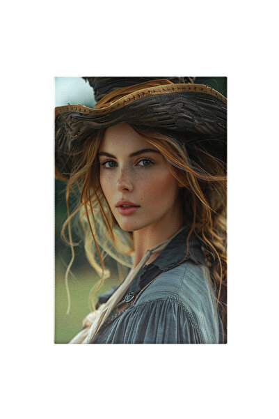 StoryGift Romania Tablou Canvas: Femeie Blondă Cu Pălărie Privind La Cameră D...