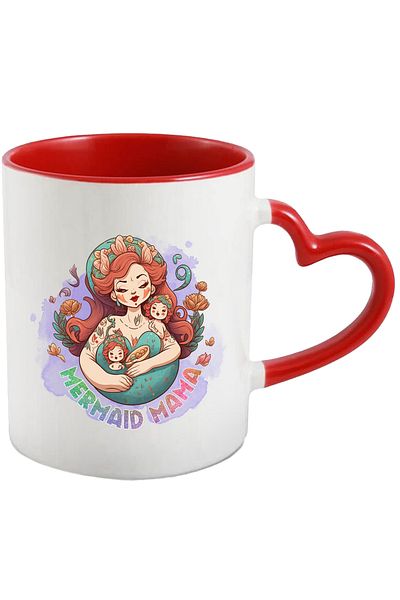 StoryGift Romania Mug with a mermaid and two children with the message "Mermaid Mama", fairy tale, illustration, mother, With, STG