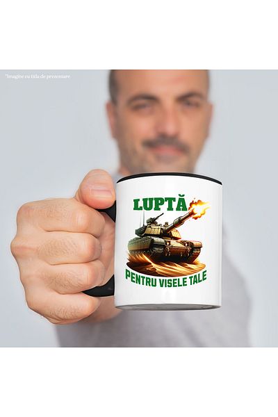 StoryGift Romania Mug fight for your dreams tank in action flames, 330ml, Ceramic with Handle, With, STG