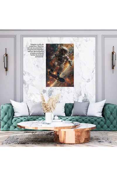 StoryGift Romania Tablou Canvas Persoana In Costum Alb Si Casca De Protectie Cu Ghiozdan Si Steagul Americii Pe