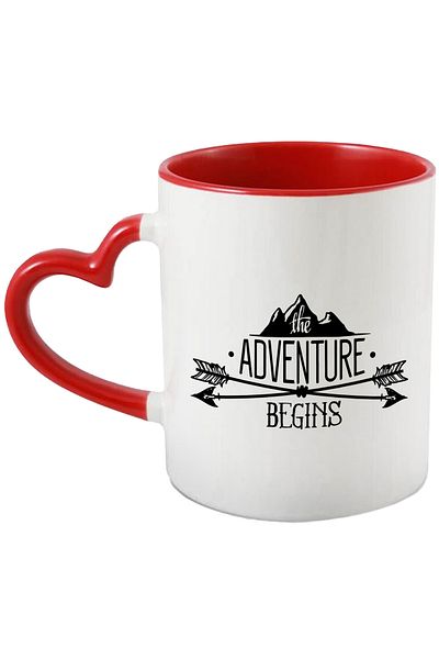 StoryGift Romania Mug with mountains and 2 arrows with the message "The adventure begins" - the adventure begins with, With, STG