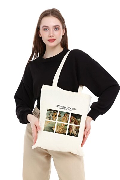 Çınar Bez Çanta Venüsün Doğumu Baskılı Ham Bez Çanta