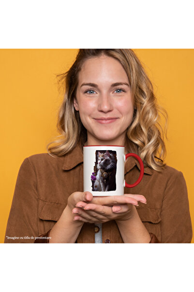 StoryGift Romania Cat Mug, Fantasy, Steampunk, Royal, SF, Flowers, Multicolor 330 ml, Ceramic, With ,STG