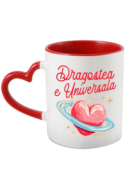 StoryGift Romania Heart Mug Pencil Art Style Text Love Is Universal, Valentine's Day, Heaven, With, STG