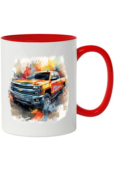 StoryGift Romania Car Mug, Brand, Chevrolet, Watercolor, Splash Paint, Multicolor 330 ml, , With ,STG