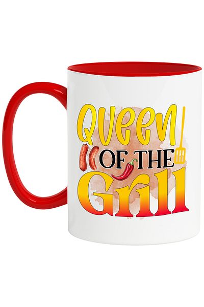 StoryGift Romania Mug with the message "Queen of the grill", grill queen, cooking, illustration, piece, With ,STG
