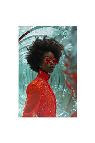 StoryGift Romania Tablou Canvas Africana Cu Ochelari Si Parul Cret Brunet Cu ...