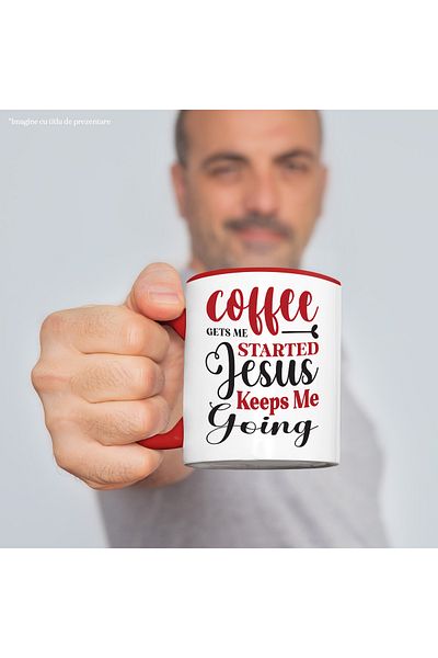 StoryGift Romania Mug with the message "Coffee makes me start, Jesus makes me continue" with Handle, With ,STG