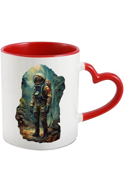 StoryGift Romania Astronaut in the Jungle Portrait Mug, Astronaut in Nature, Abstract Art, Ceram, With, STG