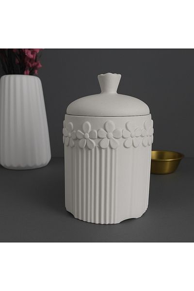 Karra Art Concrete Decorative Jar with Flower Detail