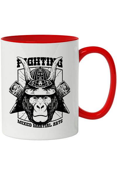 StoryGift Romania Mug With English Message Fighting Mixed Martial Arts, Monkey, Black and White 330 ml,, With ,STG