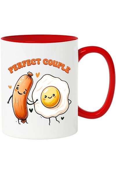 StoryGift Romania Mug with an omelette and a sausage with the message "Perfect couple", food, tasty, V, With, STG