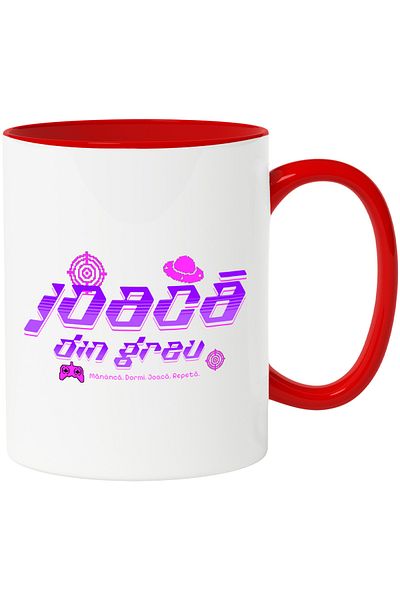 StoryGift Romania Play Hard. Eat. Sleep. Play. Repeat Mug, 330ml, Ceramic with Red Handle, With ,STG