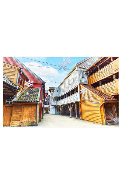 StoryGift Romania Tablou Canvas Strada Ingusta In Bryggen, Norvegia, Arhitect...