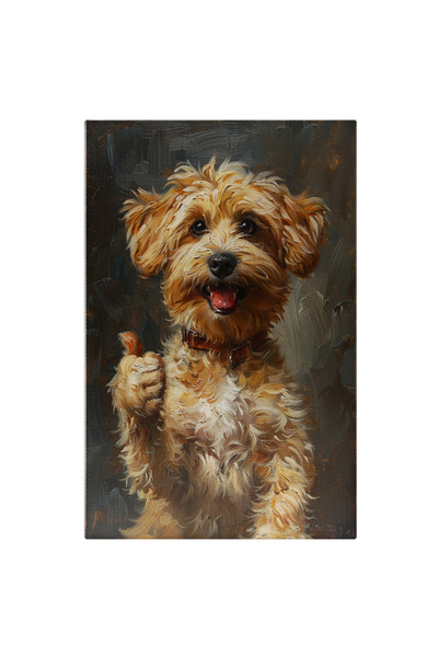 StoryGift Romania Tablou Canvas Blanos Micut Caine Cu Zgarda Rosie Fericit Cu...